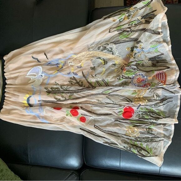 ZARA TAN TULLE MIDI SKIRT - Picture 12 of 14